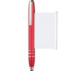 Red ballpoint pen with retrackable papersheet.